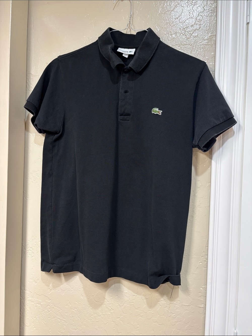 Lacoste Black Polo with Green Croc Logo
